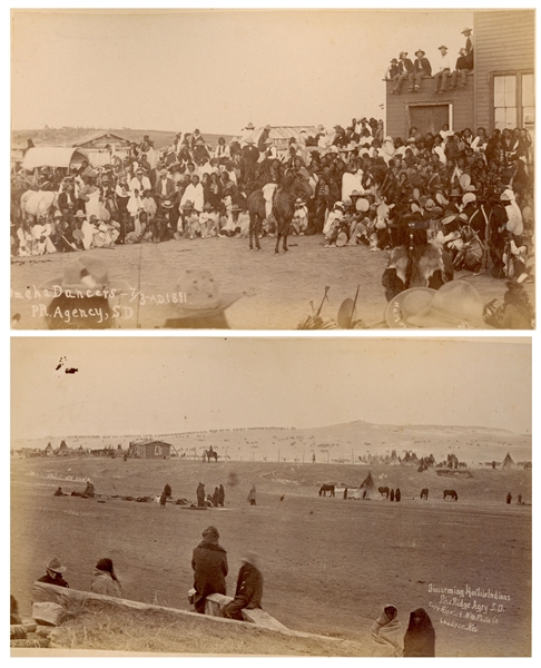 Two Original Wounded Knee Photographs From 1891, Just After the Massacre -- One Photograph Is Titled ''Disarming Hostile Indians''